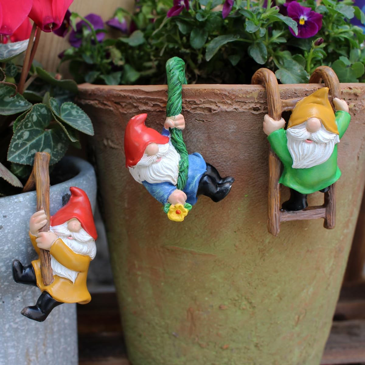 3 PCS Climbing Gnomes Tree Faces Decor Outdoor for Yard, Gnomes Statue, Outdoor Fairy Garden Resin