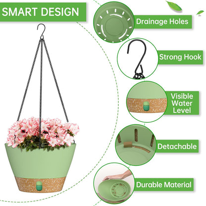 ZMTECH 2 Pack 10 Inch Hanging Planters for Outdoor Plants, Hanging Pots for Plants Indoor with