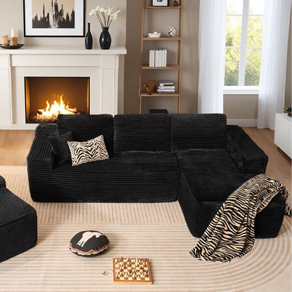 HOOOWOOO Cloud Sectional Couches for Living Room,Modular Sectional Sofa No Assembly,Plush Corduroy