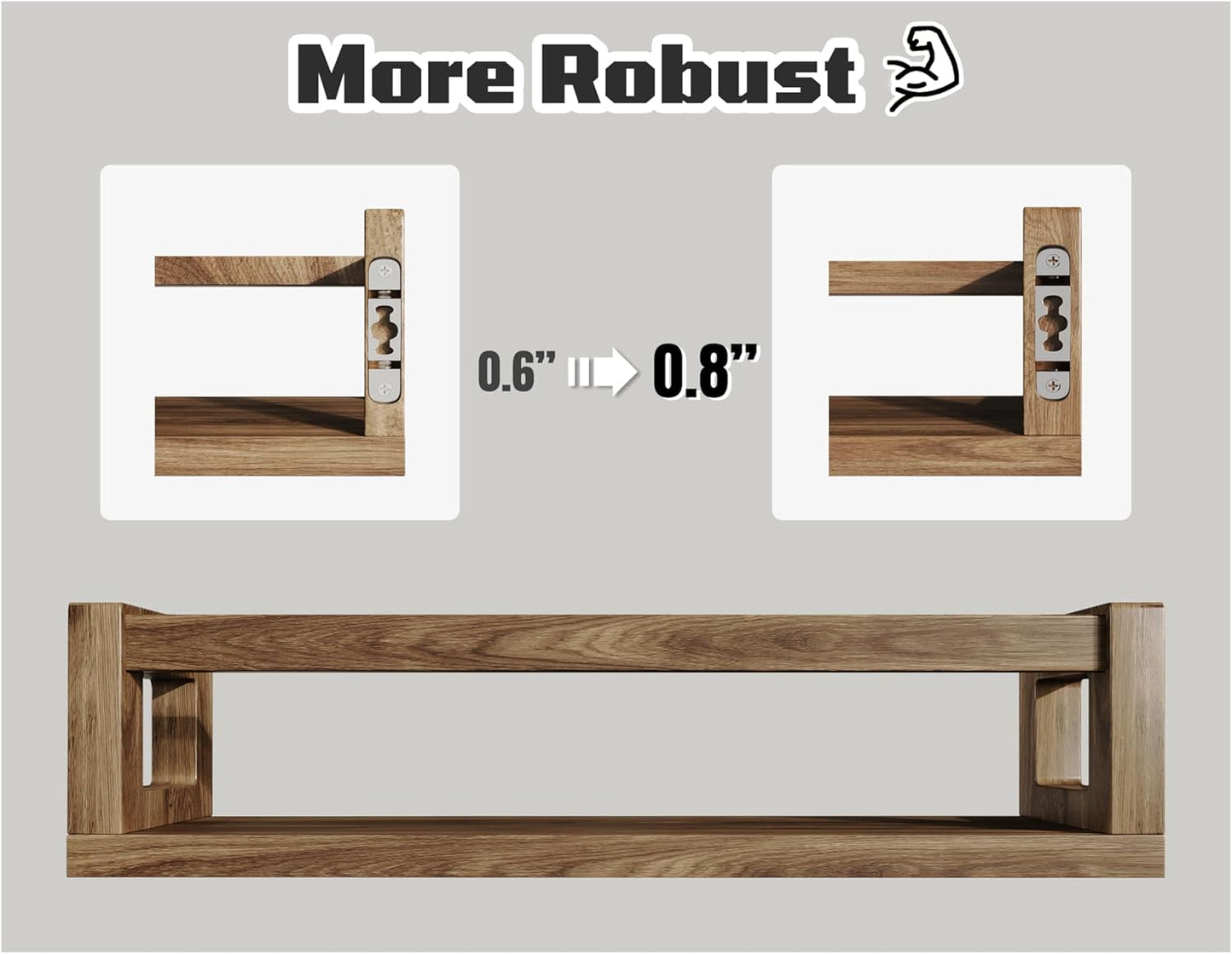 Upgraded Thick Floating Shelves - Multi-Use Wall-Mounted Bookshelves for Kids and Nursery, Ideal