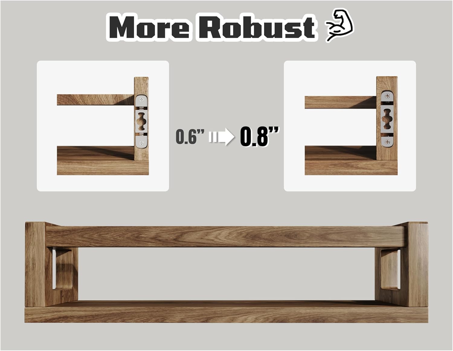 Upgraded Thick Floating Shelves - Multi-Use Wall-Mounted Bookshelves for Kids and Nursery, Ideal