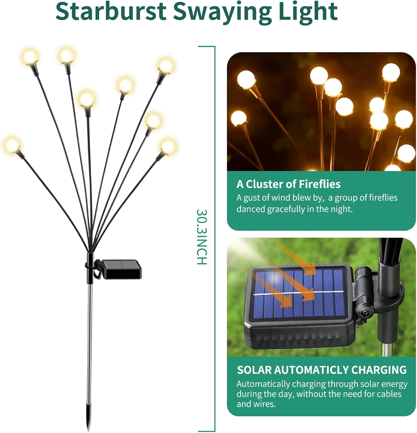 Solar Lights Outdoor Waterproof 4 Pack of 32 LEDs Garden Patio Firefly Decoration Unique Gifts