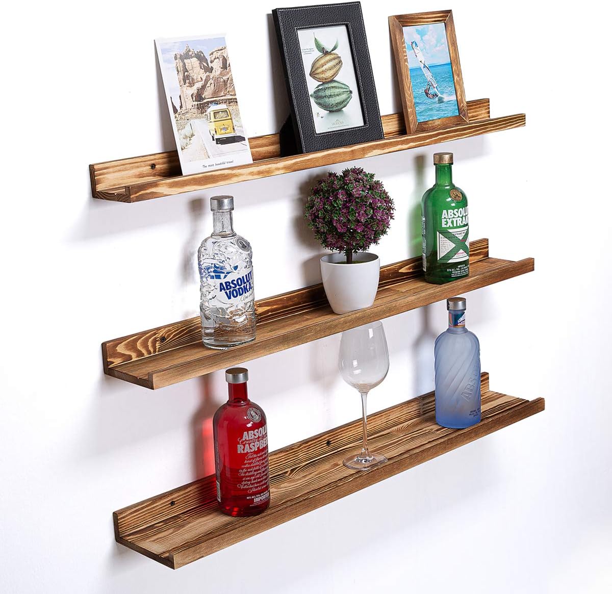 AZSKY Large Floating Shelves 36 Inch Wood Wall Mounted Set of 3 Floating Bookshelf Long Wooden
