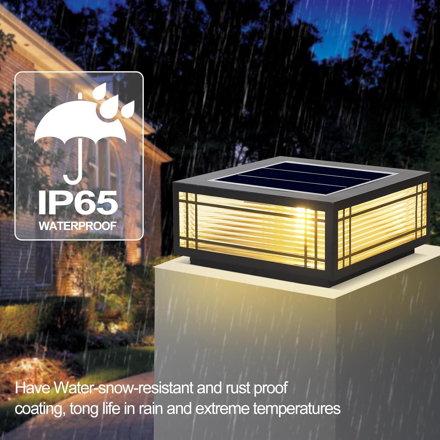 SLAWA Solar Post Light Fixture Exterior Pillar Light with LED Solar Power Column Caps Lamps