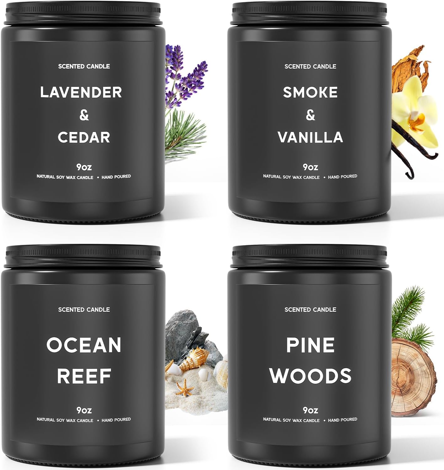 Scented Candles, 9oz×4 Scented Candles for Men, Soy Candle Gifts for Men, Personalized Blessing