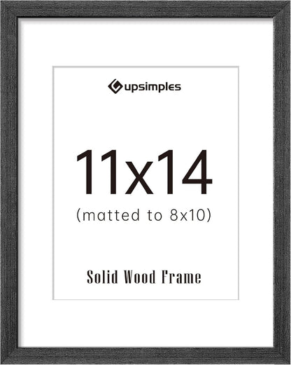 upsimples 11x14 Picture Frame, Natural Solid Wooden Picture Frames, Display 8x10 with Mat or 11 x