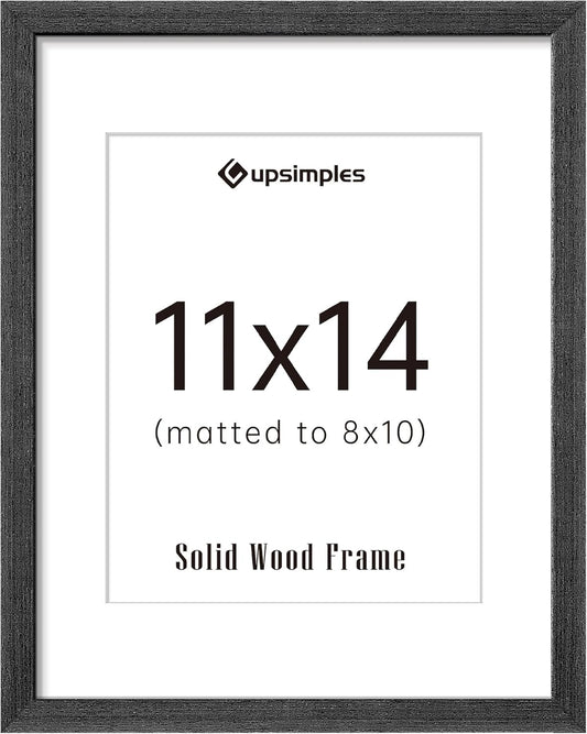 upsimples 11x14 Picture Frame, Natural Solid Wooden Picture Frames, Display 8x10 with Mat or 11 x