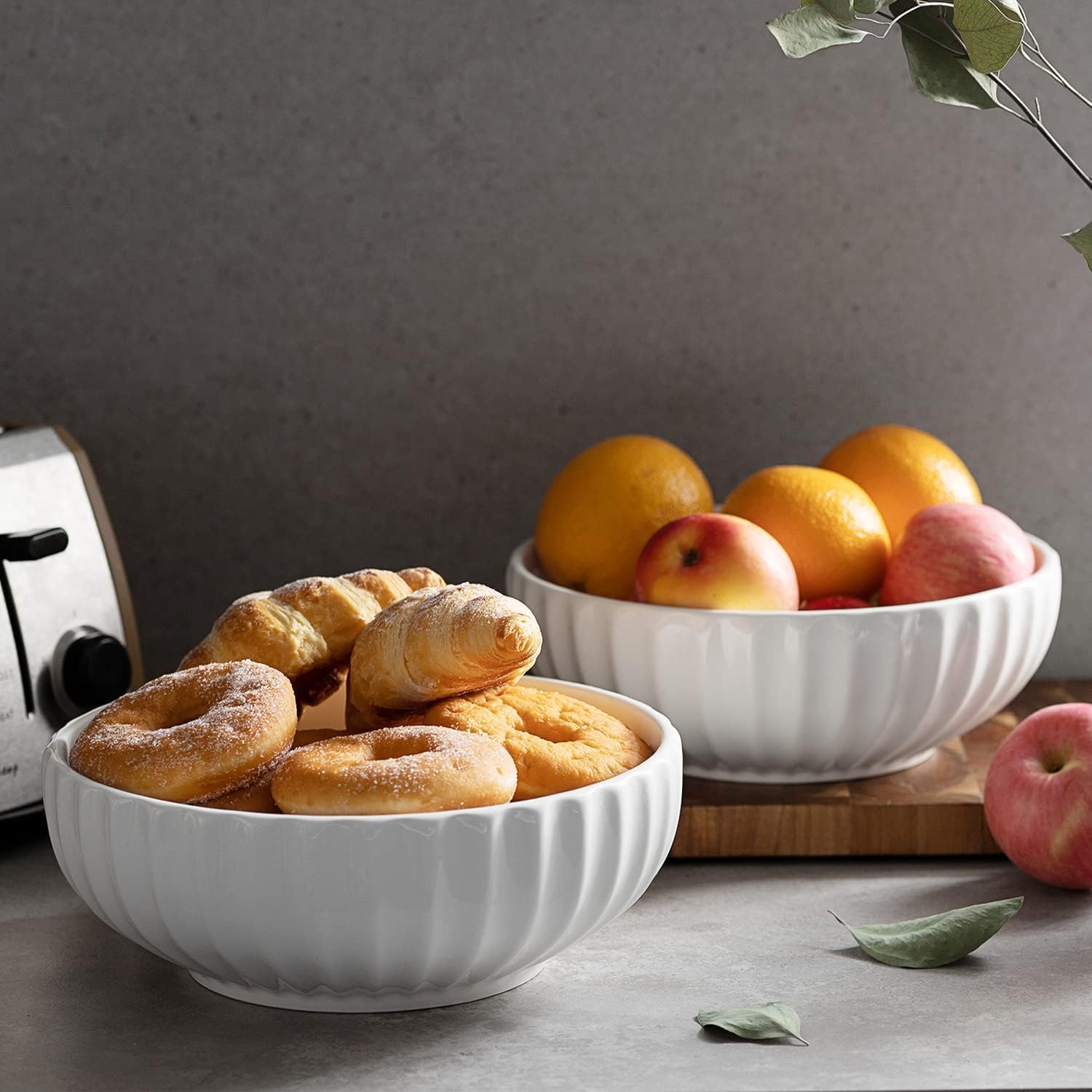DOWAN 9.8'' Serving Bowls, 86 oz White Serving Platters, Large Ceramic Serving Dishes, Fruit Bowl