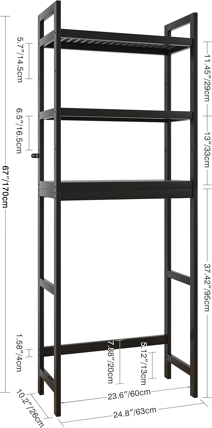 SMIBUY Bathroom Storage Shelf, Bamboo Over-The-Toilet Organizer Rack, Freestanding Toilet Space