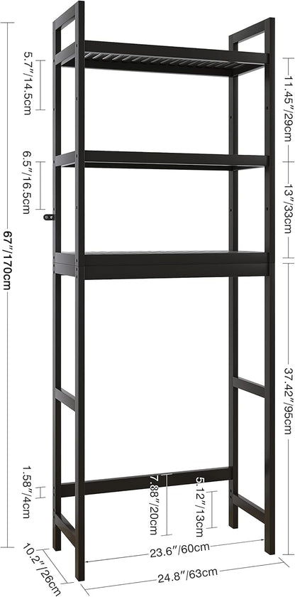SMIBUY Bathroom Storage Shelf, Bamboo Over-The-Toilet Organizer Rack, Freestanding Toilet Space