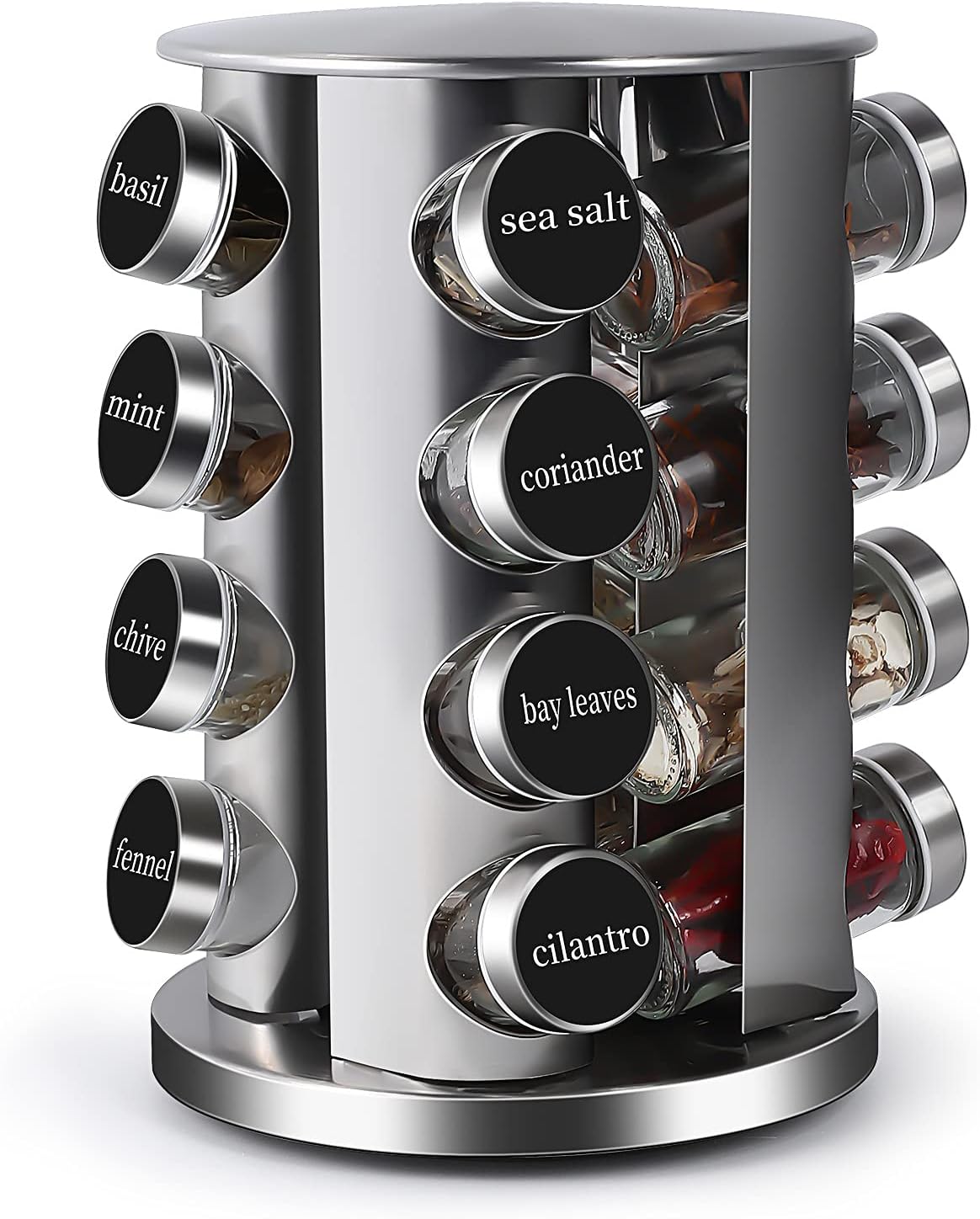 DOUBLE 2 C Revolving Countertop Spice Rack Stainless Steel Seasoning Storage Organization,Spice