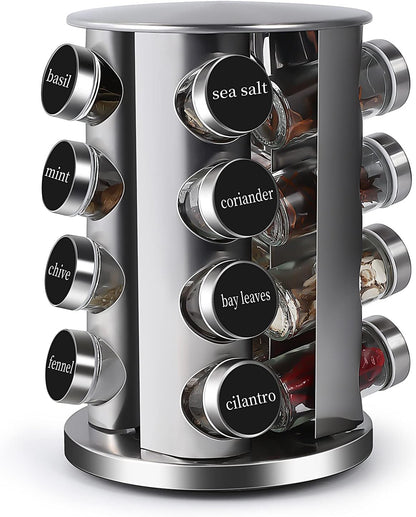 DOUBLE 2 C Revolving Countertop Spice Rack Stainless Steel Seasoning Storage Organization,Spice