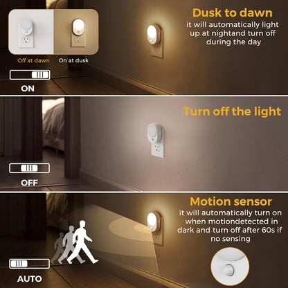 L LOHAS LED Motion Sensor Night Light,[2-PACK] Night Lights Plug into Wall,Motion Sensor and Dusk