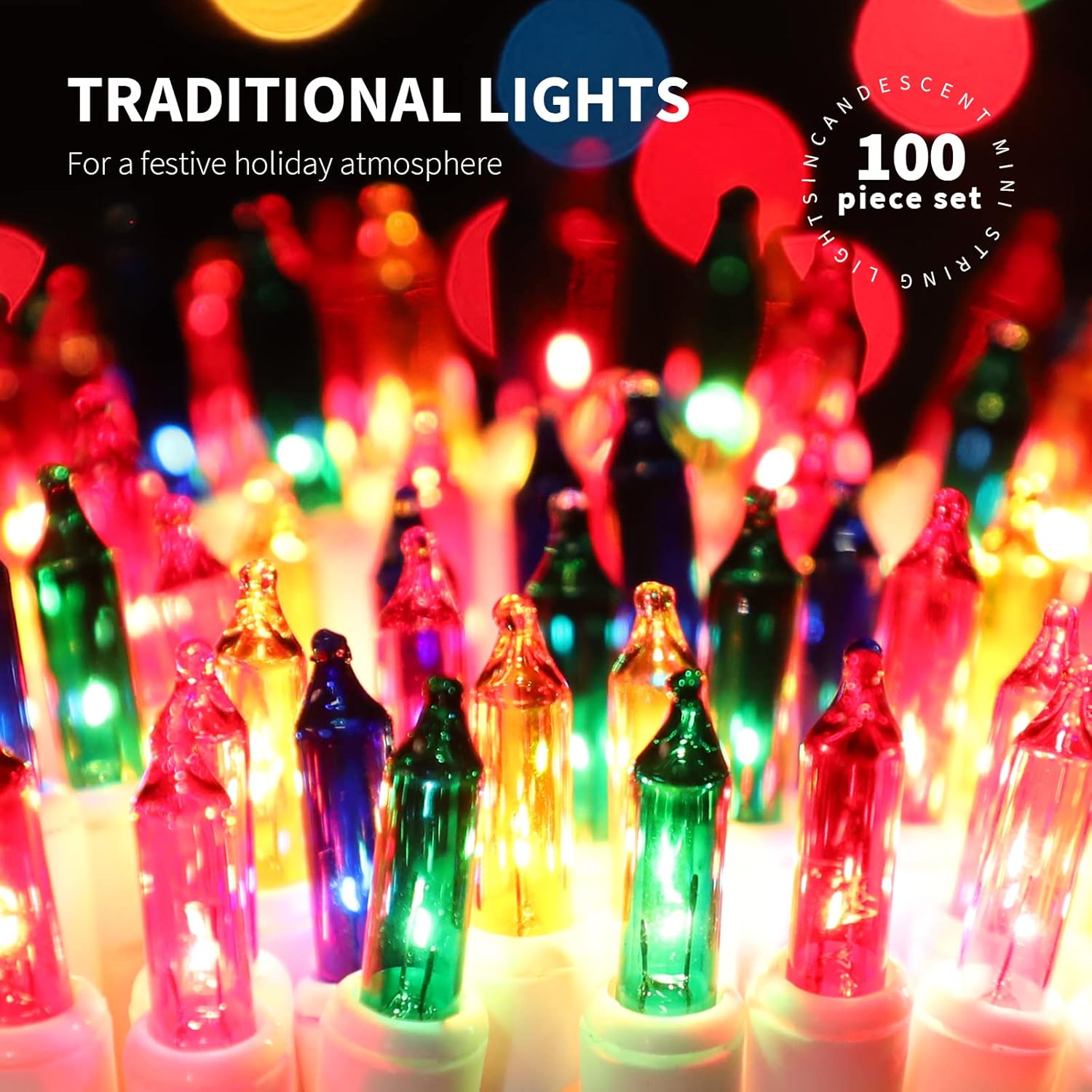 100LIGHTS Multi Easter Mini String Lights，Connectors Christmas Decorative Lights 19.6 UL Certified