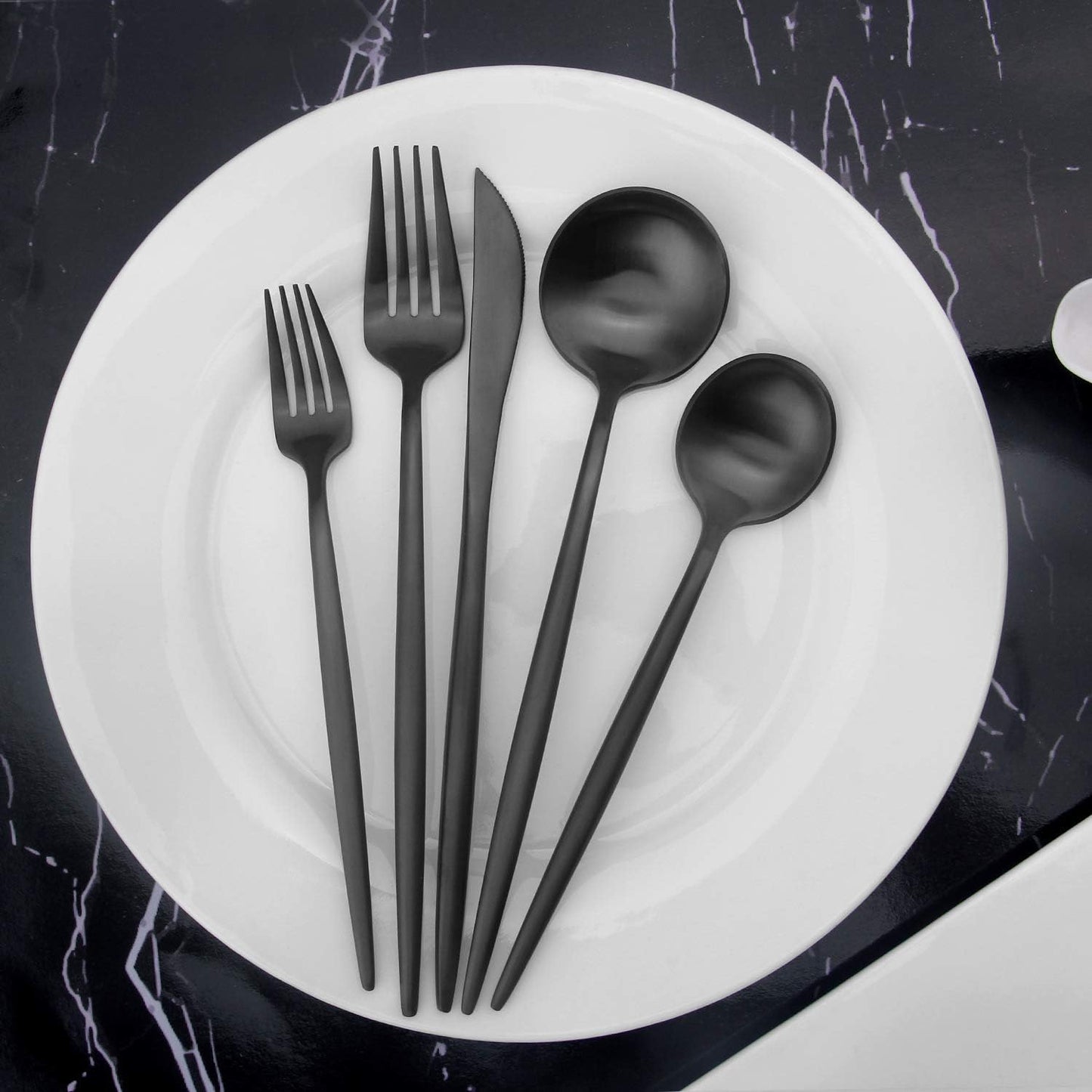 Matte Black Silverware Set, Vanys 20 Piece Stainless Steel Cutlery Flatware Set, Kitchen Utensil