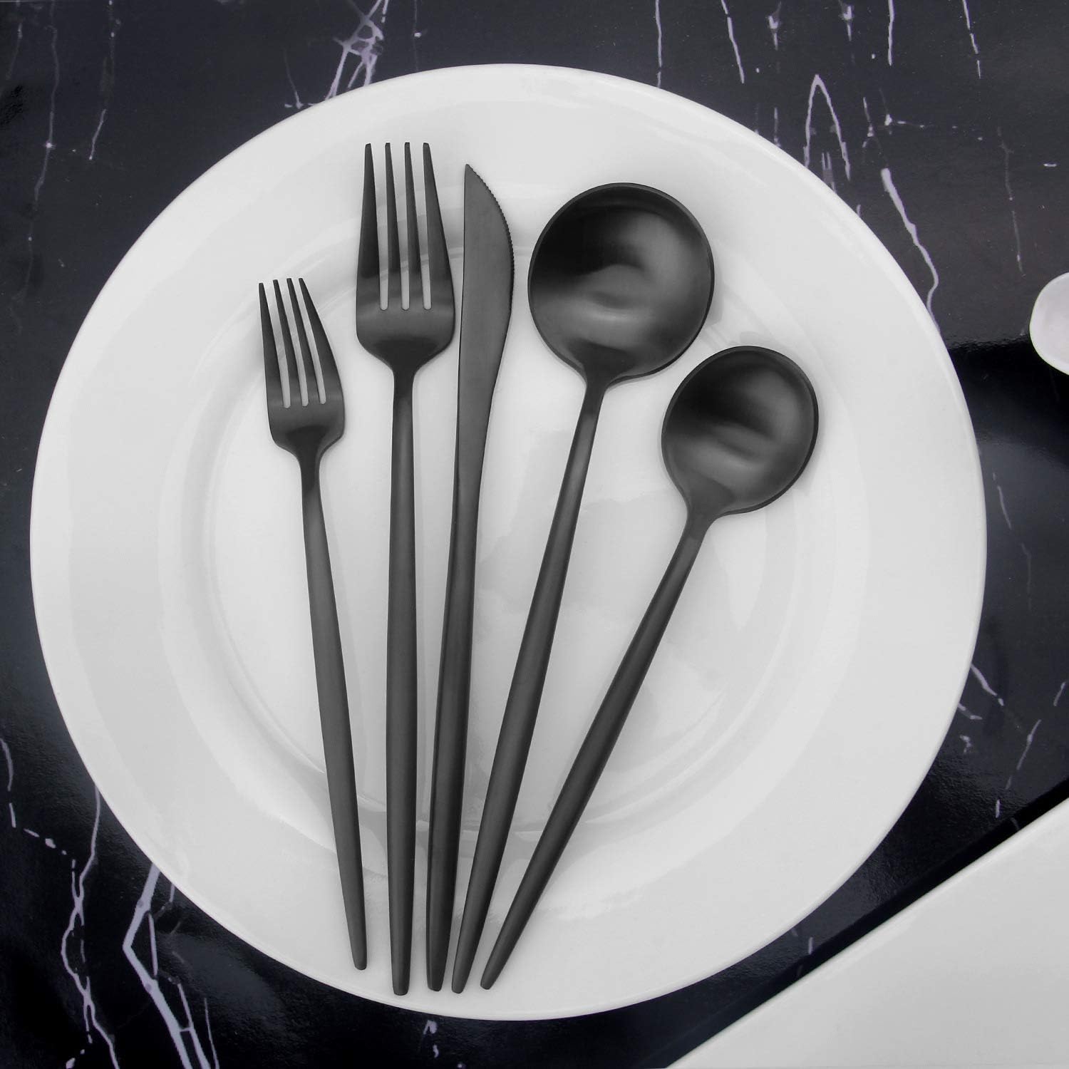 Matte Black Silverware Set, Vanys 20 Piece Stainless Steel Cutlery Flatware Set, Kitchen Utensil