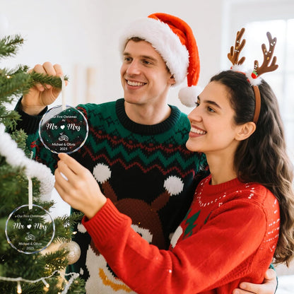 Our First Christmas As Mr & Mrs Ornament 2025, Personalized Christmas Ornaments Custom Name and