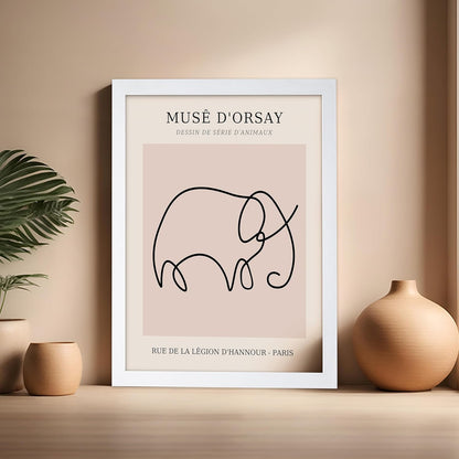 Poster Master Vintage Poster - Retro One Line Elephant Drawing Print - Elephant Art - Minimal Gift
