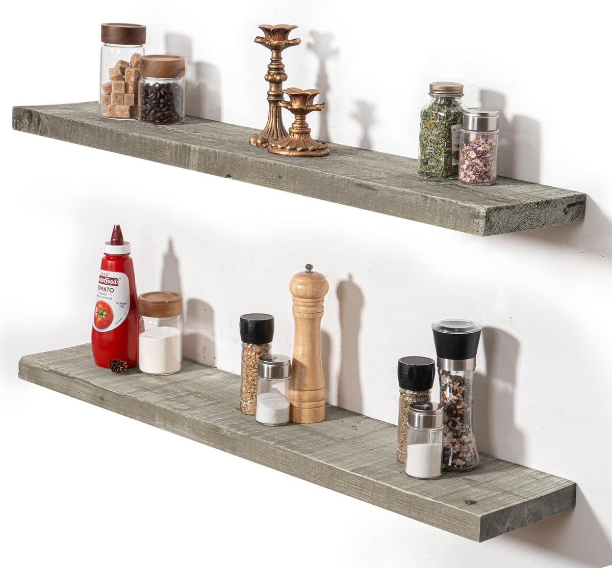 Fun Memories Floating Shelves for Wall Decor, 36"x8" Rustic Reclaimed Wood Shelves, Heavy-Duty Wall