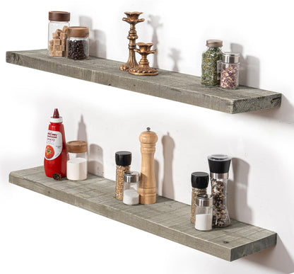 Fun Memories Floating Shelves for Wall Decor, 36"x8" Rustic Reclaimed Wood Shelves, Heavy-Duty Wall