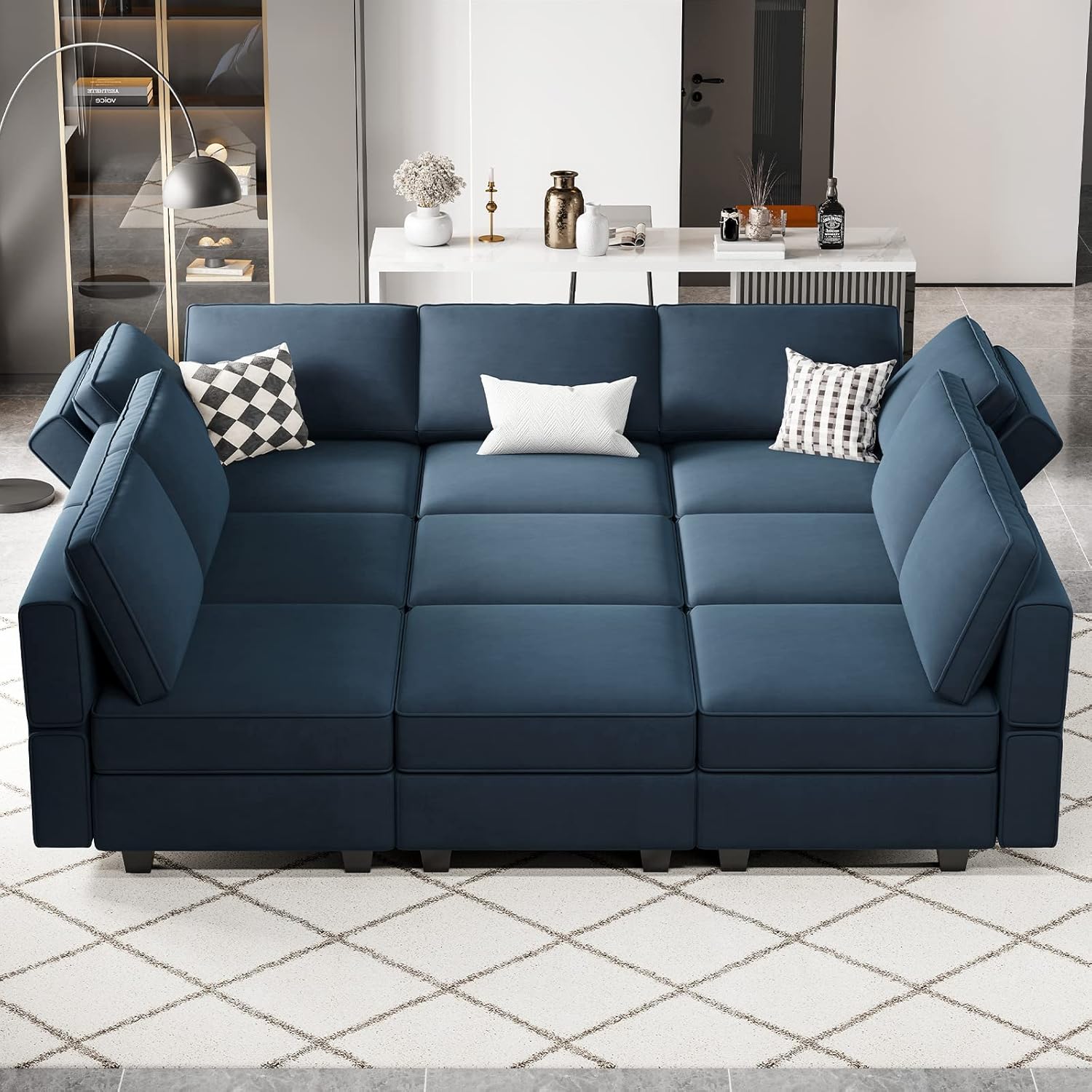 Belffin Modular Sectional Sofa with Ottomans Velvet Reversible Sleeper Sectional Sofa with Chaise