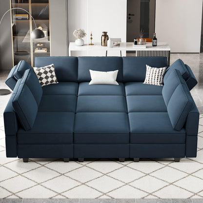 Belffin Modular Sectional Sofa with Ottomans Velvet Reversible Sleeper Sectional Sofa with Chaise