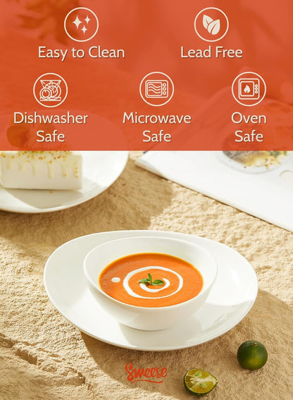 Sweese Porcelain Bowls Set - 6 Pack, 5 Inch, 10 oz for Desserts, Soup, Rice, Microwave Dishwasher