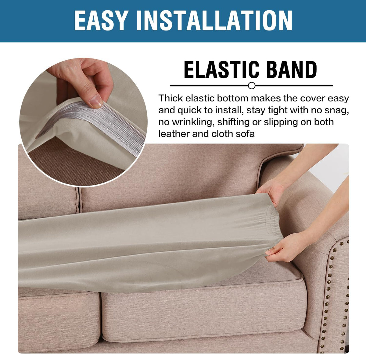 H.VERSAILTEX Velvet Stretch Individual Couch Cushion Cover Plush Slipcover for Loveseat Sofa