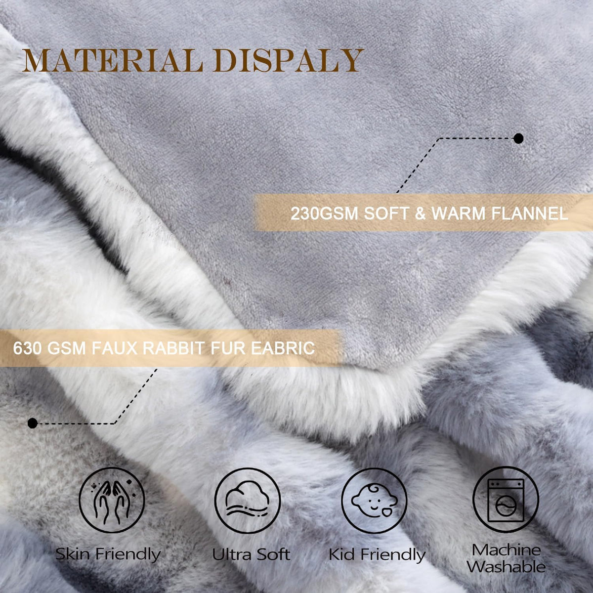 Latepis Faux Fur Throw Blanket for Couch, Soft Luxury Faux Fur Bubble Blanket for Sofa and Bedroom
