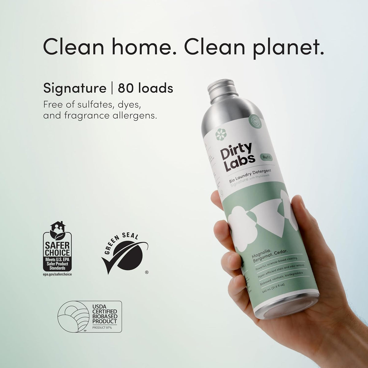 Dirty Labs | Signature Scent Bio-Liquid Laundry Detergent 80 Loads (21.6 fl oz) Hyper-Concentrated