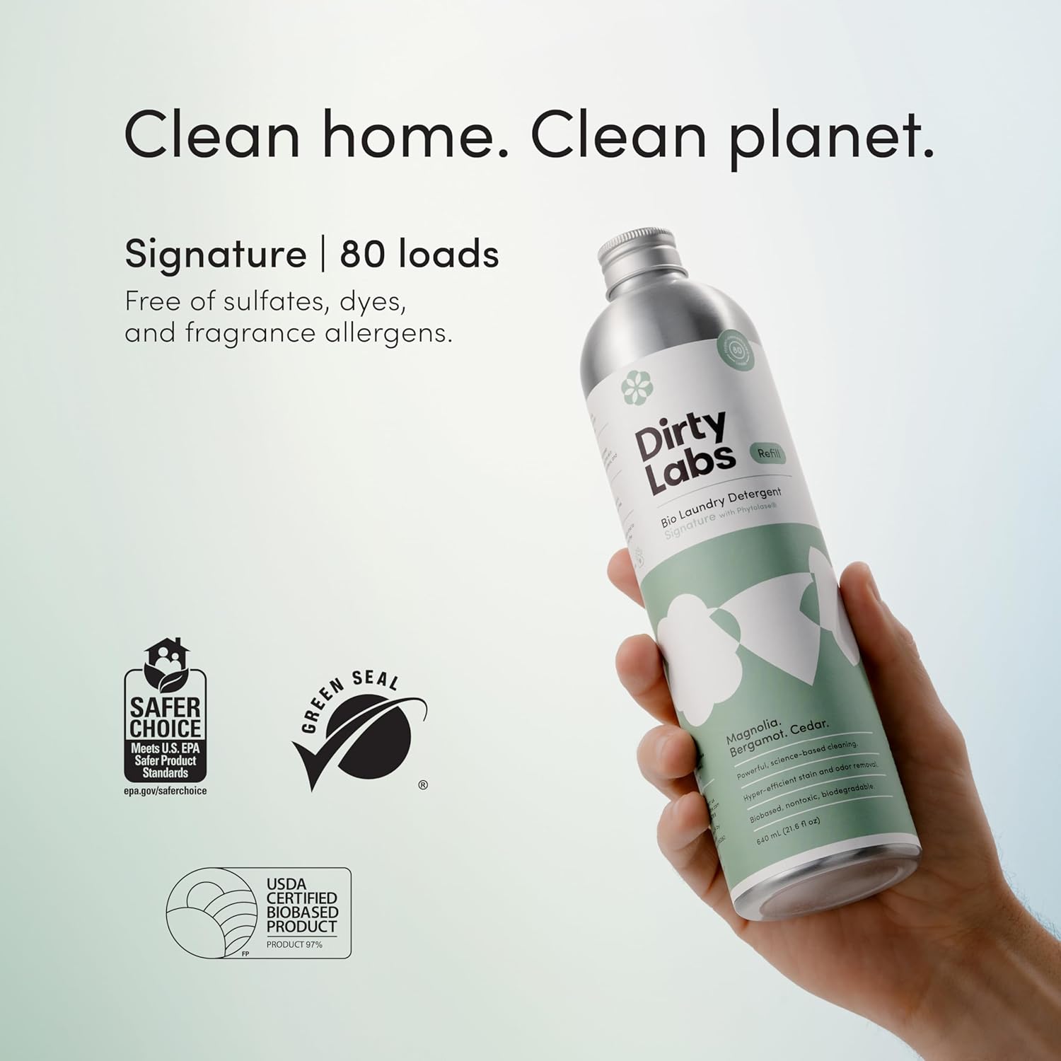 Dirty Labs | Signature Scent Bio-Liquid Laundry Detergent 80 Loads (21.6 fl oz) Hyper-Concentrated
