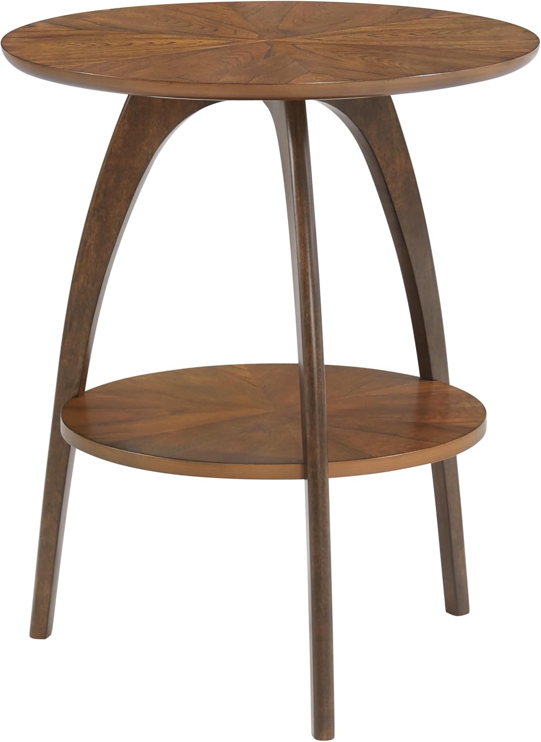 Martin Svensson Home LAX Two-Tone 20-Inch Caramel Brown Round Wood End Side Table with Walnut Legs