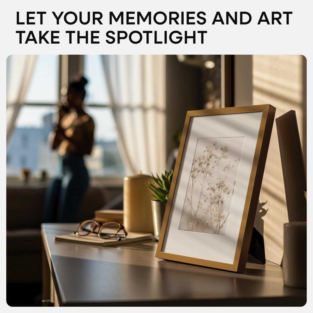 Homeforia A5 Picture Frame Bronze, High End Metal 5.8 x 8.3 Frame Matted to 4.1 x 5.8 Photo, A5