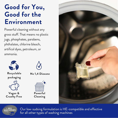 The Clean People Fragrance Free Laundry Detergent Pods - Hypoallergenic Laundry Pods - Ultra
