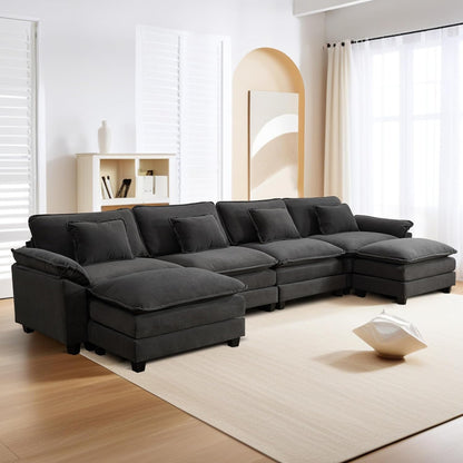 URRED Modular Sectional Sofa Comfy Cloud Couch, Modern Velvet Sofa Sleeper Deep Seat Couches with