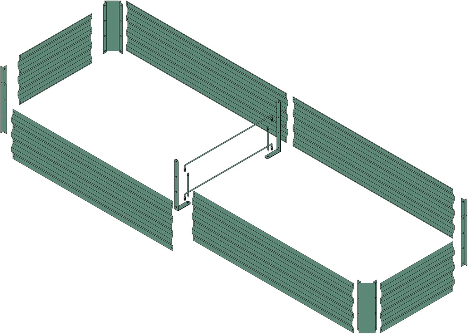 8x2x1ft Metal Raised Garden Bed Kit，Galvanized Garden Bed Box for Vegetables, Flowers, Herbs, and