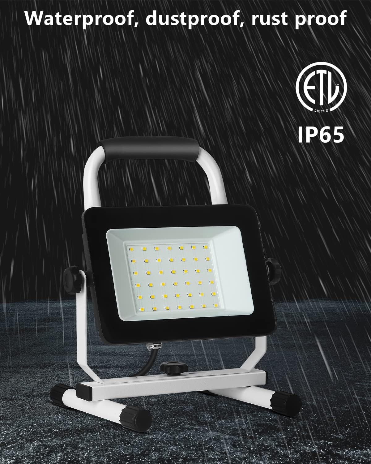 UFOND 4000 Lumen LED Work Light with Stand,40W Waterproof Portable Flood Lights, Worklight