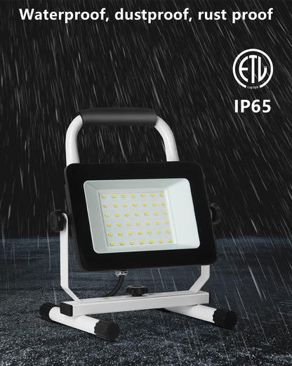UFOND 4000 Lumen LED Work Light with Stand,40W Waterproof Portable Flood Lights, Worklight