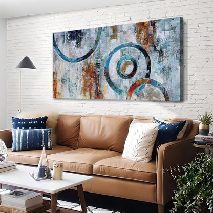 Arjun Abstract Wall Art Geometric Canvas Circle Painting Modern Grey Brown Picture Simple Artwork