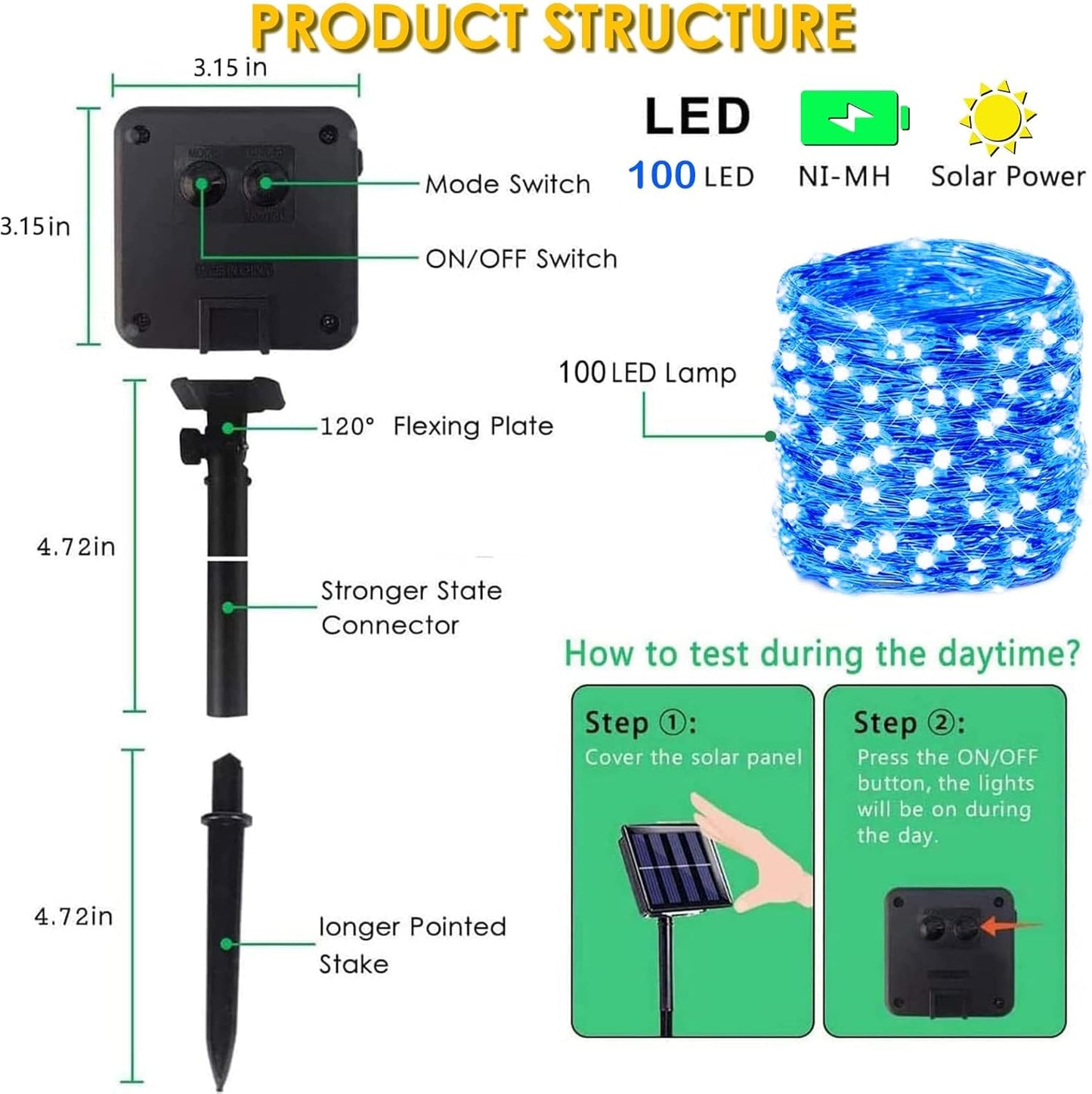 Solar String Lights Outdoor, 2-Pack Total 80FT 200 LED Solar Christmas Twinkle Lights Outside