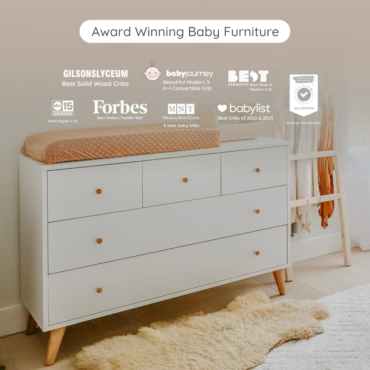 dadada Austin 5-Drawer Dresser for Nursery and Bedroom - Modern Design, Large Storage, Baby-Safe