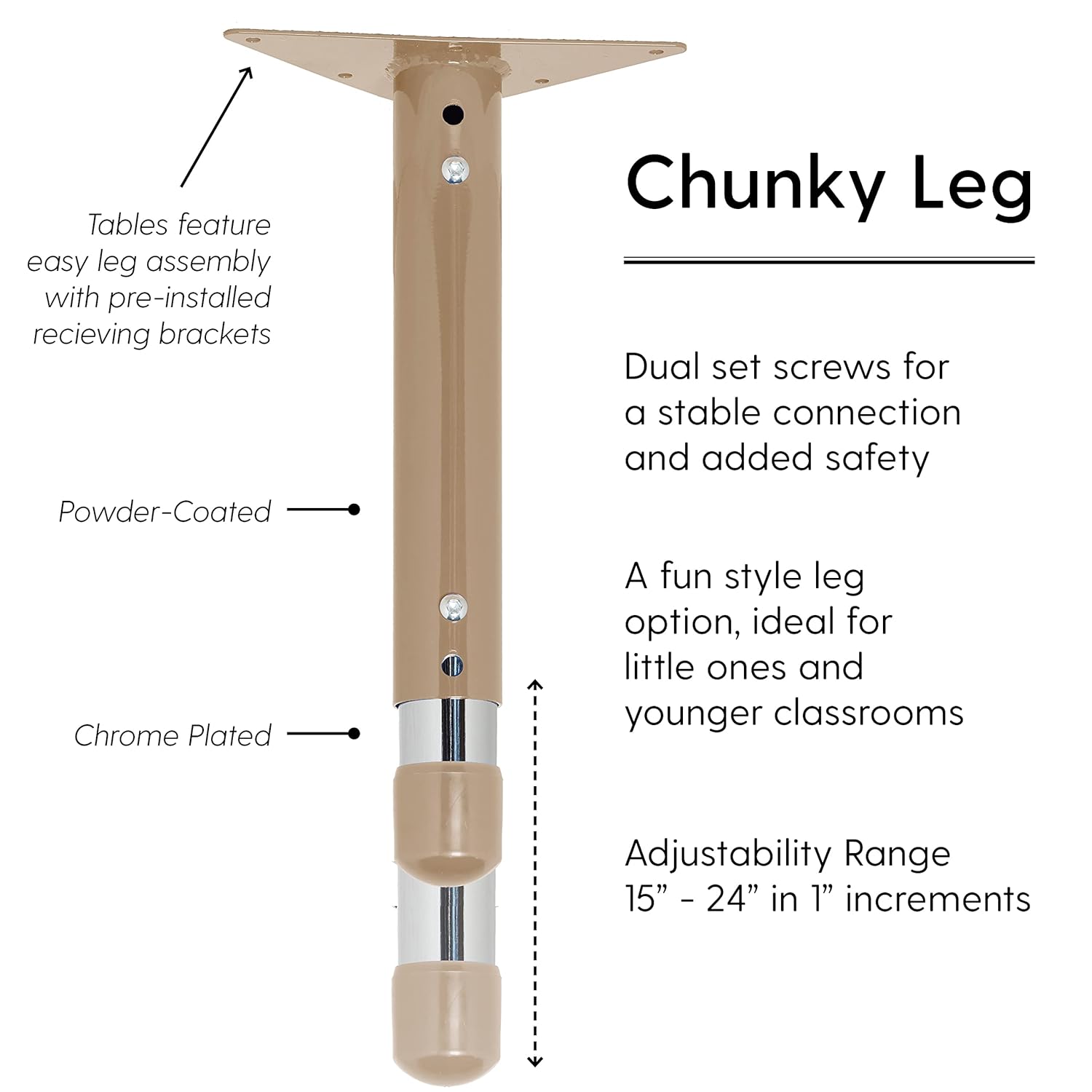 FDP Rectangle Activity School and Classroom Kids Table (30 x 72 inch), Chunky Sand Toddler Leg