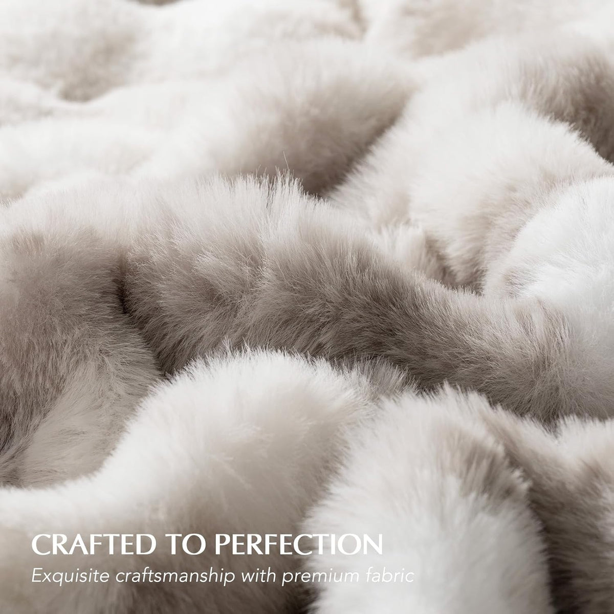 EVERGRACE Ultra Soft Luxury Fluffy Ridgeline Faux Rabbit Fur Throw Blanket, Thick Warm Bubble Throw