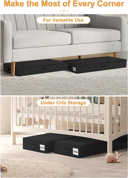punemi Under Bed Storage Containers, 4.5 Inches Tall Low Profile Underbed Clothes Storage Organizer