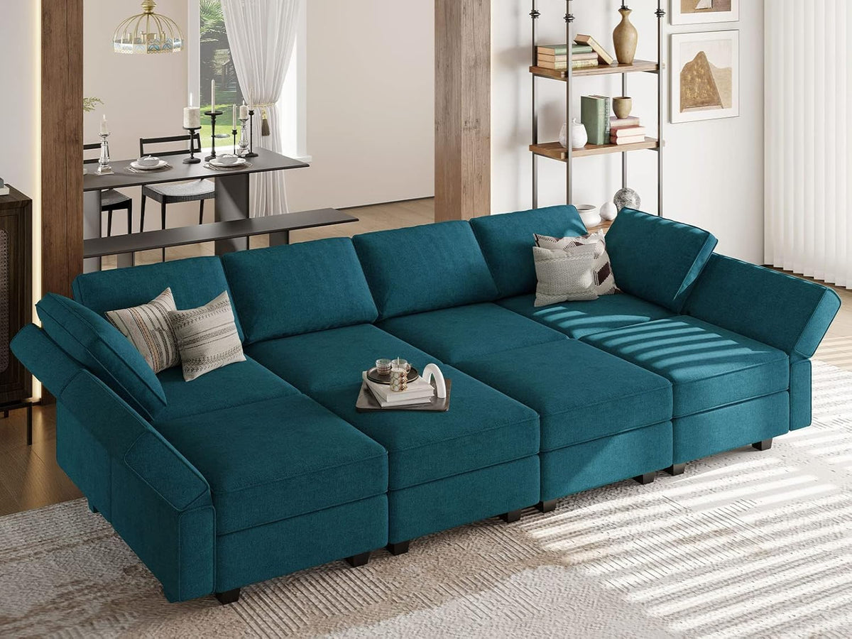 Belffin Modular Sectional Sleeper Sofa Bed Convertible Sectional Couches for Living Room. Peacock