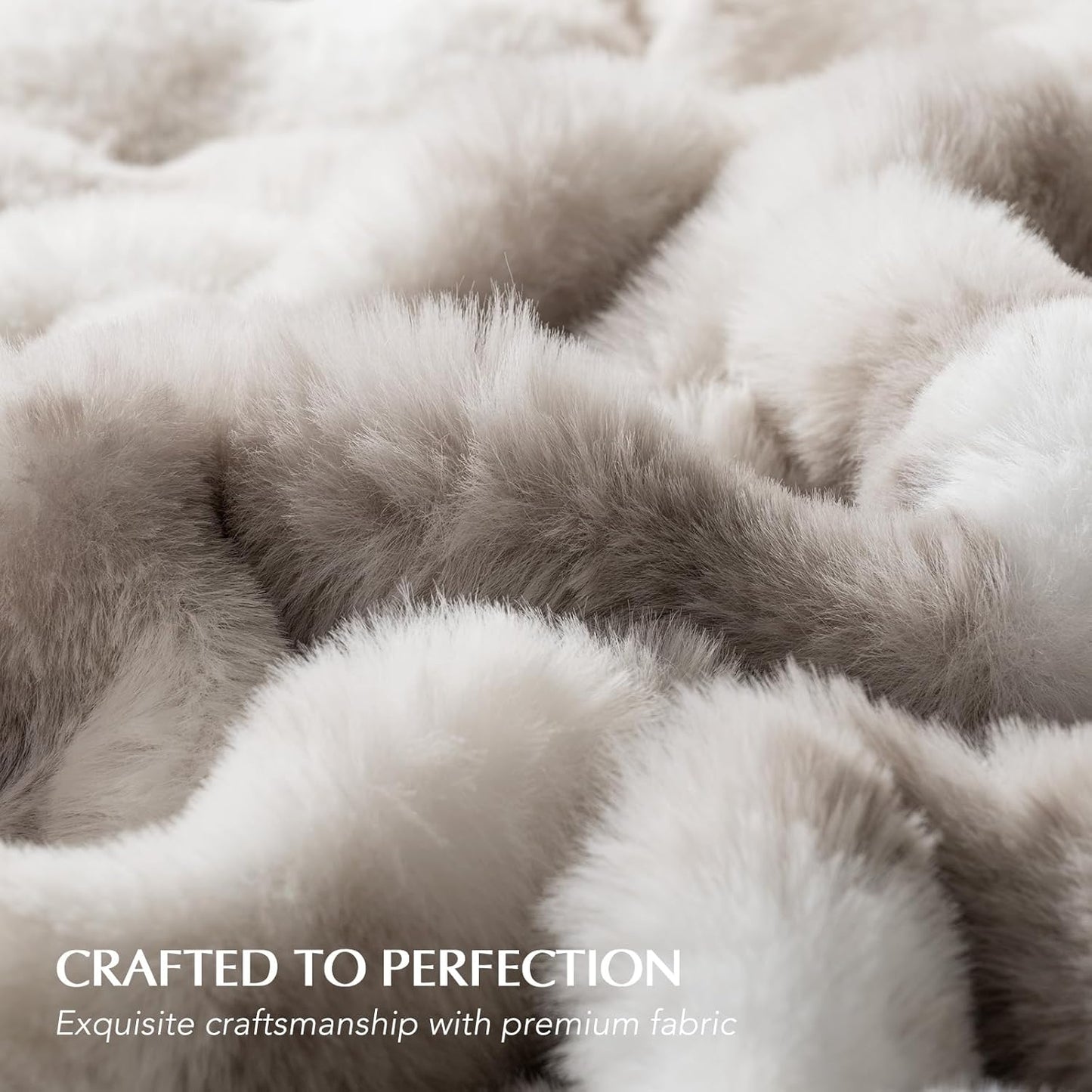 EVERGRACE Ultra Soft Luxury Fluffy Ridgeline Faux Rabbit Fur Throw Blanket, Thick Warm Bubble Throw