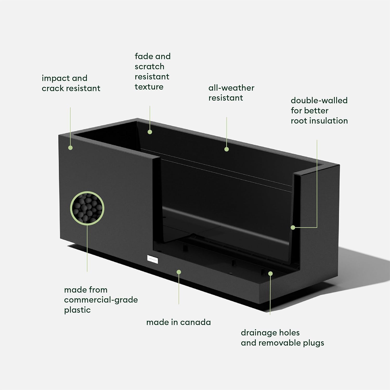 Veradek Block Series Long Box Planter - Large Rectangular Planter for Indoor or Outdoor Patio/Porch