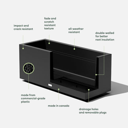 Veradek Block Series Long Box Planter - Large Rectangular Planter for Indoor or Outdoor Patio/Porch