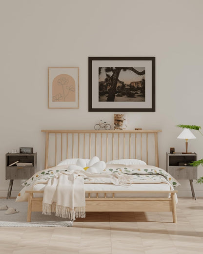 Nightstand,Modern Bedside Table with Storage Drawer and Open Wood Shelf, Accent Night Stand with
