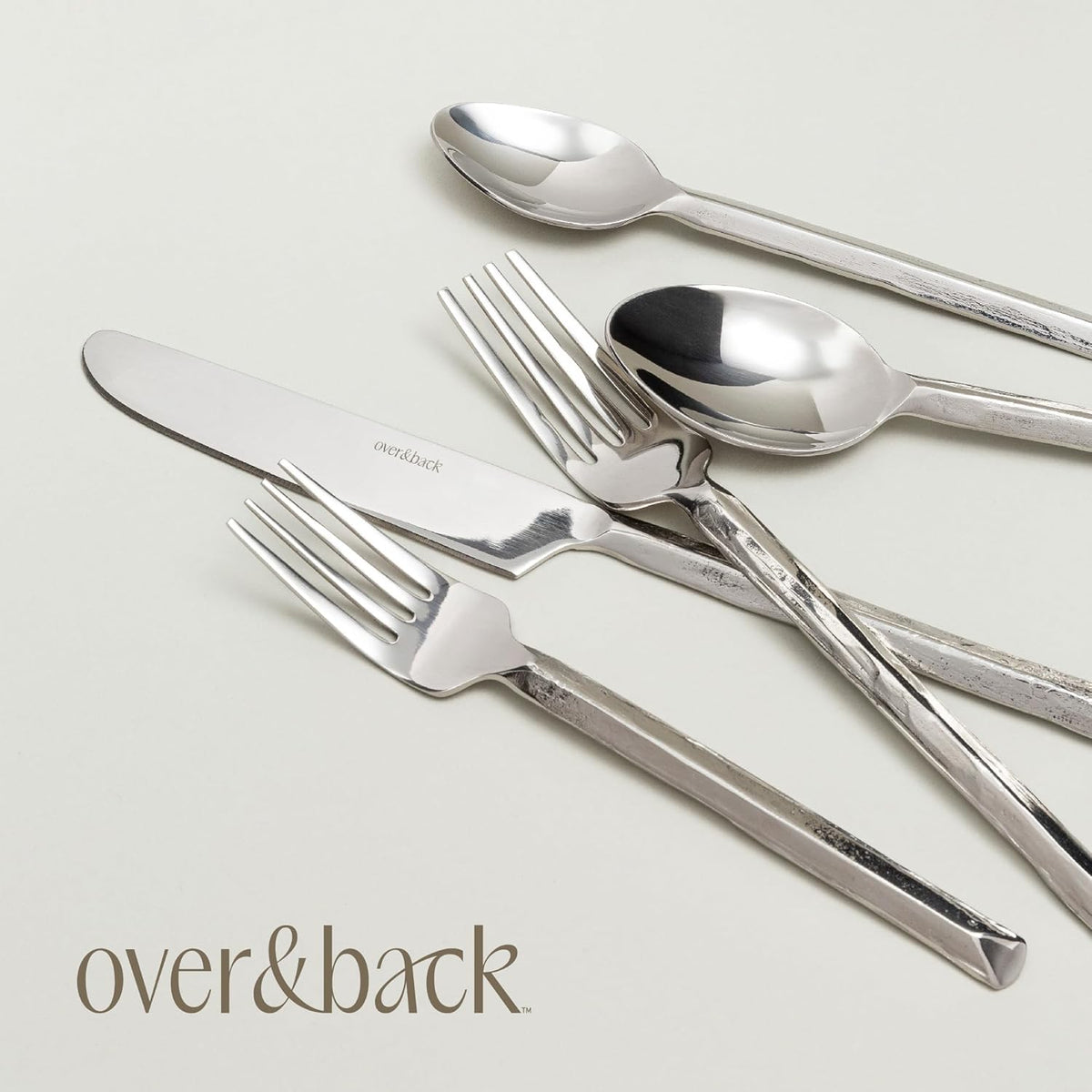 over&back 20pc Hand-Forged Flatware Cutlery Set - Comes with 4 Dinner Forks, 4 Salad Forks, 4